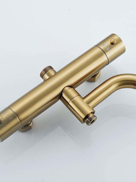 Höhenverstellbare Duschsäule mit Wannenbatterie Gold