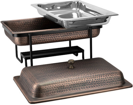 Vas De Gătit Gn 1/1 Culinaro Antic 55x35cm 8lt Oțel Inoxidabil Texturat Cu Strat Antic De Cupru Suport Negru
