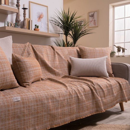 Teoran Urbino Four-Seater Sofa Throw Chenille 180x350cm Beige