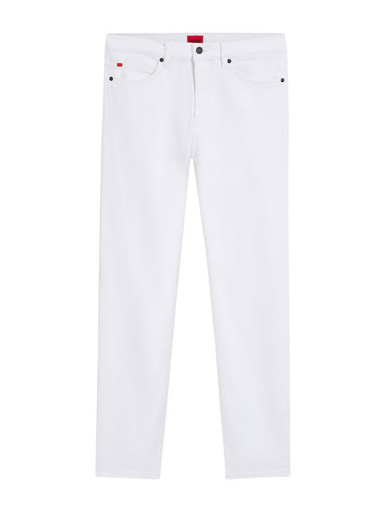 708 Men's Jeans Pants with Slim Straight Application White