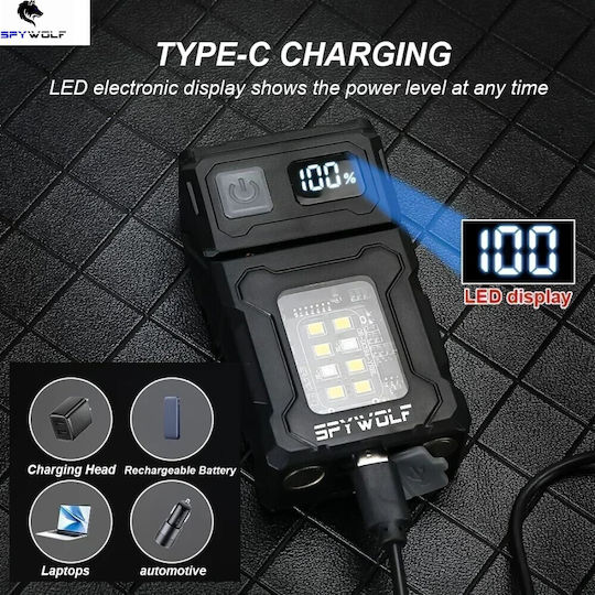 Spywolf Rechargeable LED Head Flashlight IP45 with Maximum Brightness 3600lm 2 Pieces