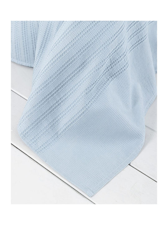 Nima Pique Blanket Single 160x240cm Dune Denim Blue