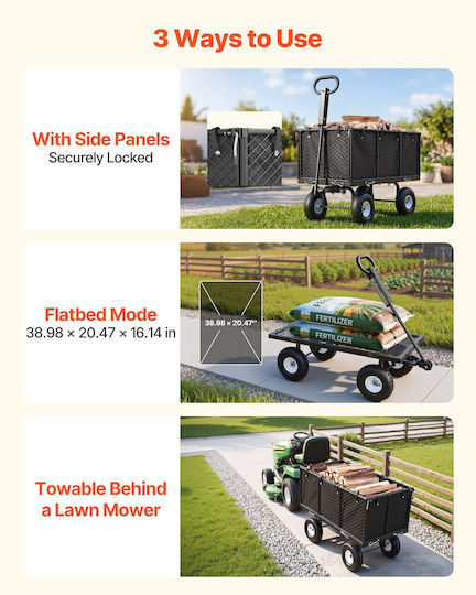 Metallic Garden Cart with Maximum Load Capacity 544kg