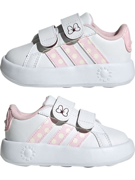 Disney Minnie Mouse Grand Court Kids Sneakers with Hoop & Loop Closure Cloud White / Clear Pink / Chalk White