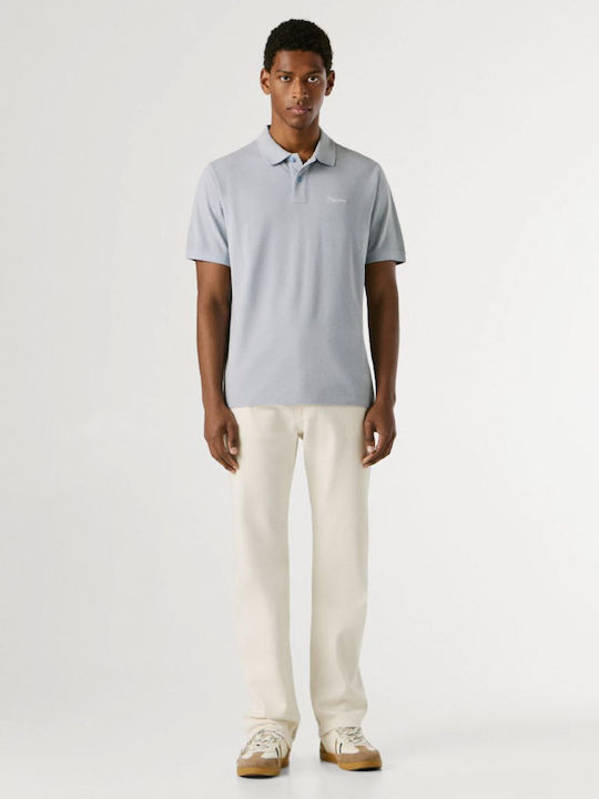 Polo Herrenbluse Kurzarm Hellblau