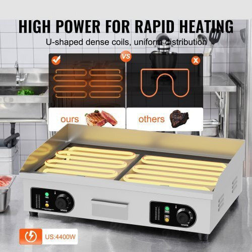 Vevor Electric Flat Top Griddle 4.4kW with Flat Grill Plate