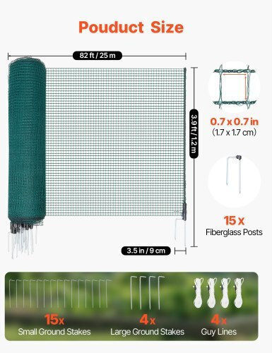 Vevor Wire Fencing Set Green 1.2x25m