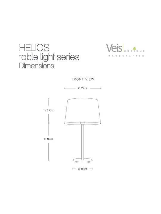 Veis Helios Fabric Table Lamp for E27 Socket with White Shade and Base