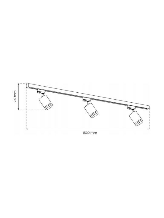 Eko Light Pipe Τριπλό Σποτ με Ντουί GU10 σε Μαύρο Χρώμα