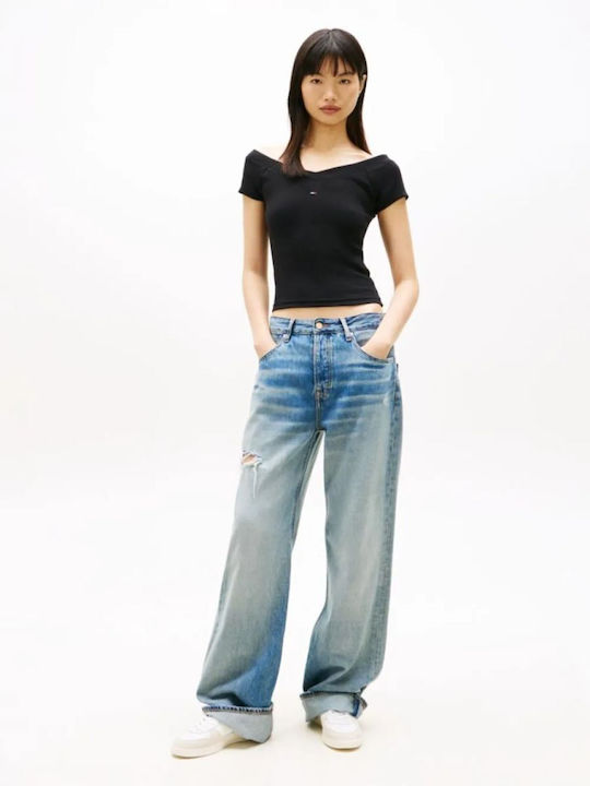 Women's Cotton Off-Shoulder Top Black