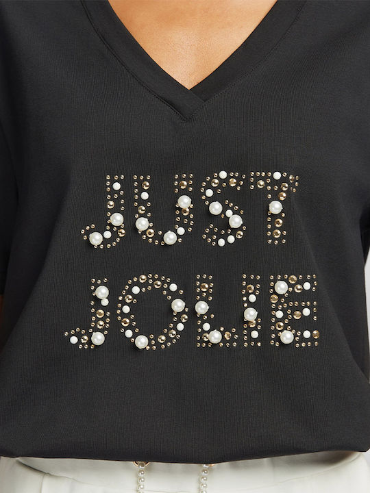 Women's Blouse with V Neckline Black