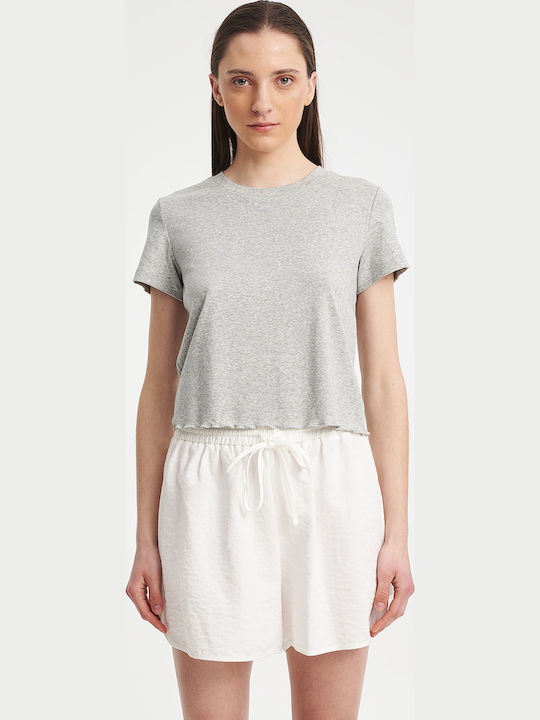 Damen Crop T-Shirt Grau