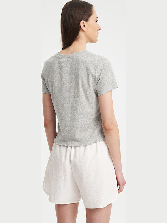 Damen Crop T-Shirt Grau