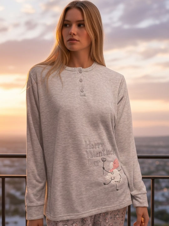 DAY Set Pijamale Dama Bumbac Gri Vară DAY Set Pijamale Dama Bumbac Gri Vară