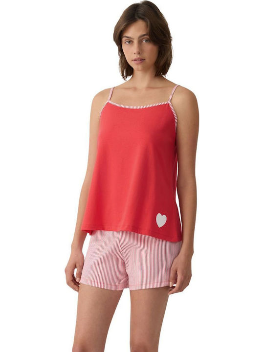 Minerva Summer Women's Pyjama Set Red Stripes