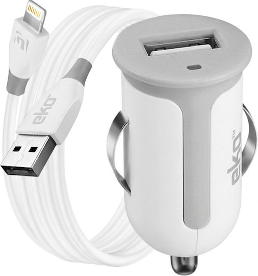 Eko 1a Cigar Lighter Charger Pack 1m Lightning Mfi Cable White