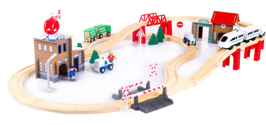 Kinderplay Сет с Дървено Влакче за 3+ Години