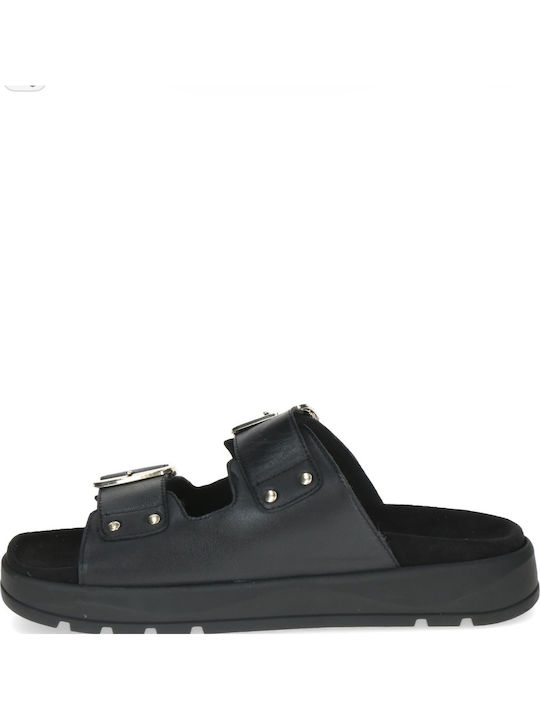 Leather Women's Flat Sandals Black