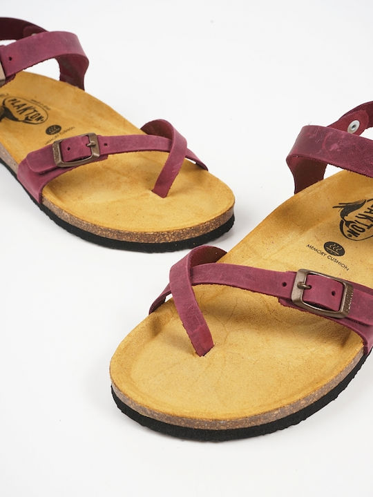 Zomba Leder Flache Damen Sandalen Lila