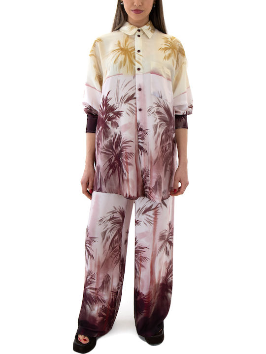 Zoya Pantaloni Dama Satin Cu Cauciuc În Fit Lejer Galbeni