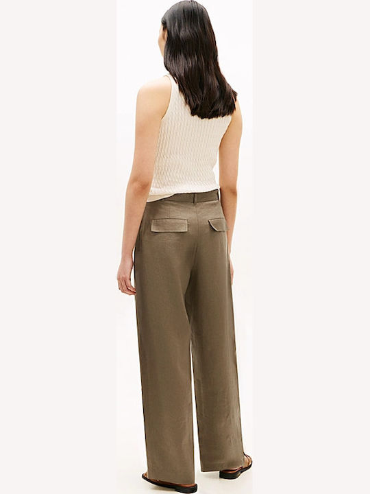 Women's Linen Trousers Olive