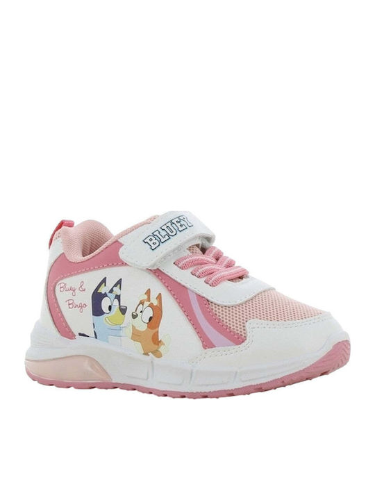 Kids Sneakers Anatomic with Hoop & Loop Closure & Lights White