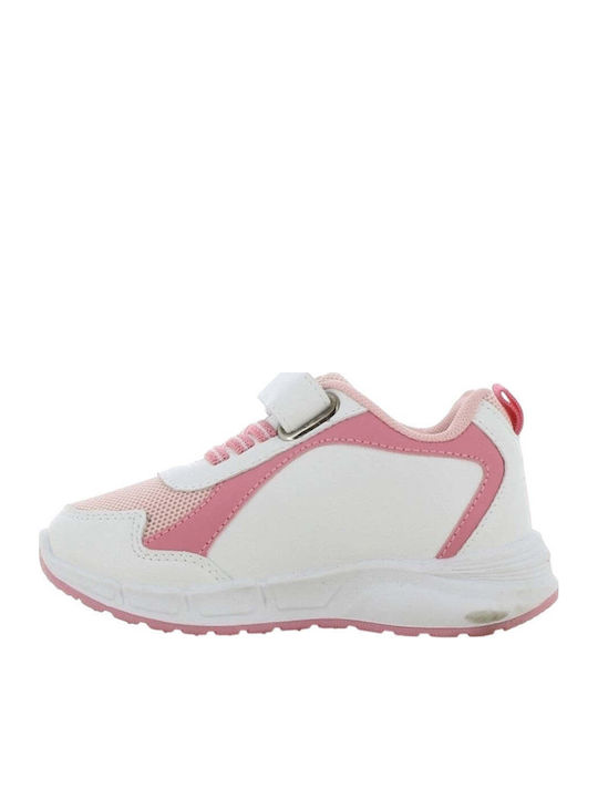 Kids Sneakers Anatomic with Hoop & Loop Closure & Lights White