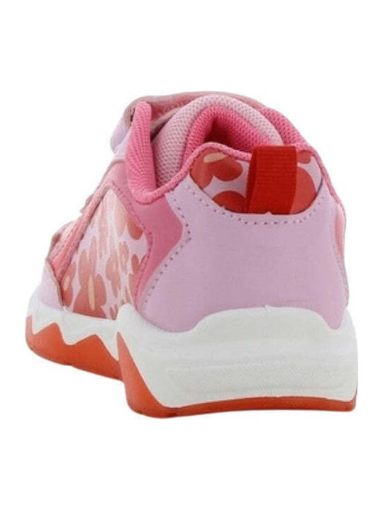 Kids Sneakers Anatomic with Hoop & Loop Closure & Lights Pink