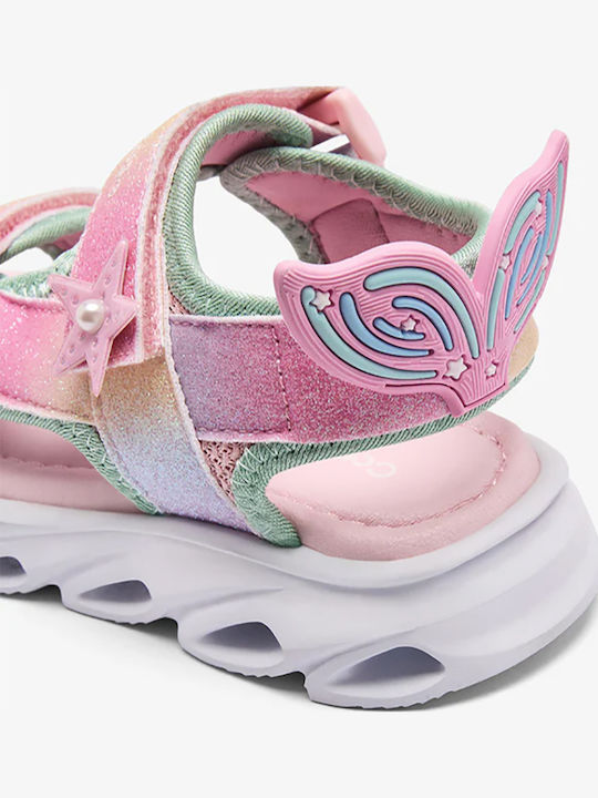 Kids' Sandals with Hoop & Loop Closure and Lights Pink