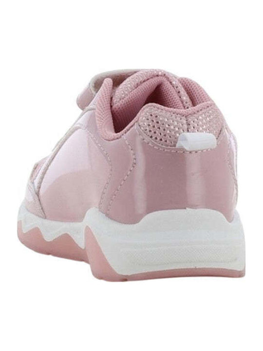 Παιδικά Sneakers Ανατομικά με Σκρατς & Φωτάκια Ροζ