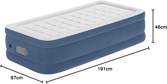 Bestway Inflatable Single Air Mattress with Integrated Electric Pump 191x97x46cm
