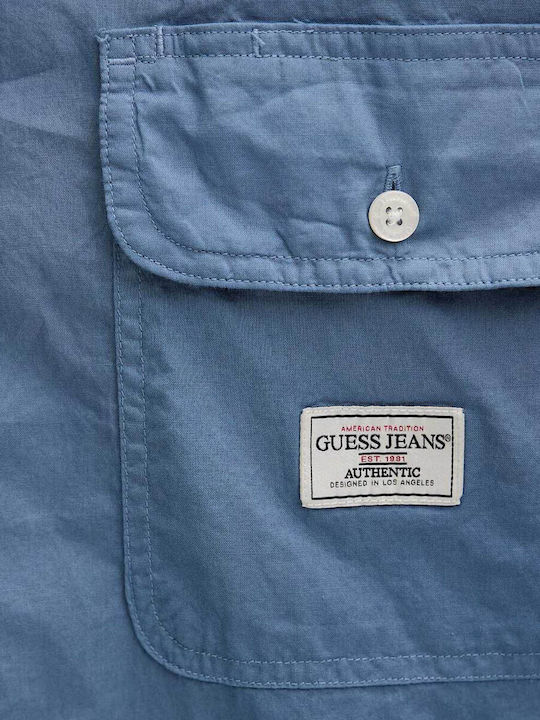 Short Sleeve Denim Shirt Blue