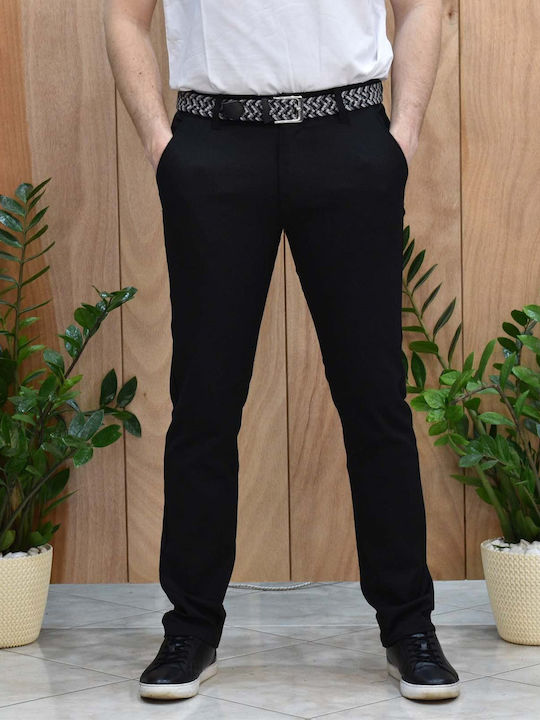 Elastic Trousers in Slim Fit Black