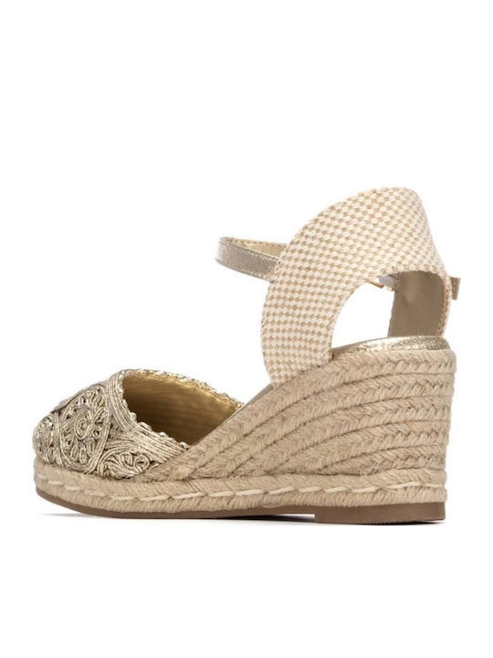Sommer Damenplattformen im Stil Espadrilles Goldene
