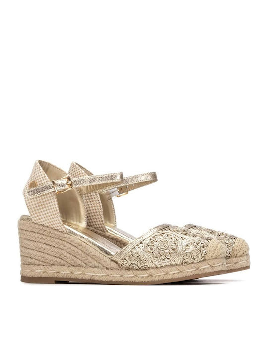 Sommer Damenplattformen im Stil Espadrilles Goldene