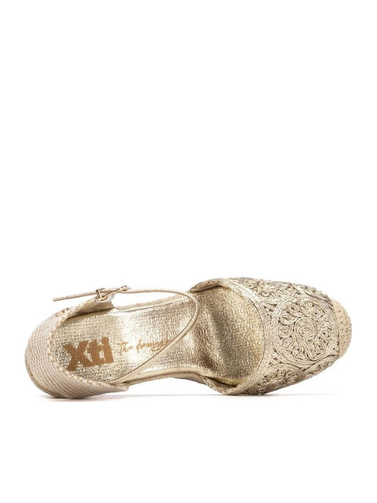 Sommer Damenplattformen im Stil Espadrilles Goldene