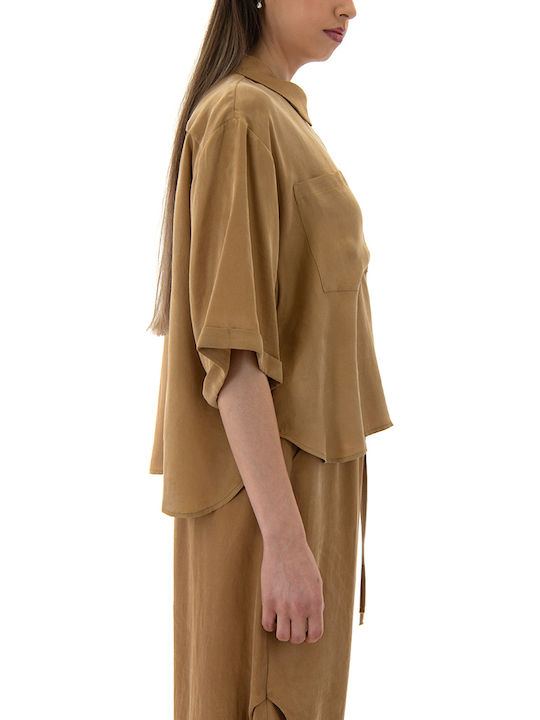 Shirt Short Sleeve Women's Shirt Gold