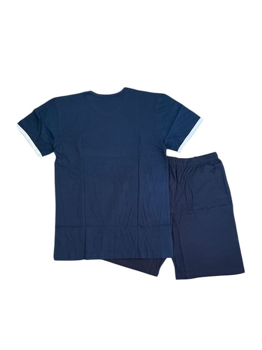 Enrico Coveri Sommer Herrenpyjama Bermuda in Marineblau