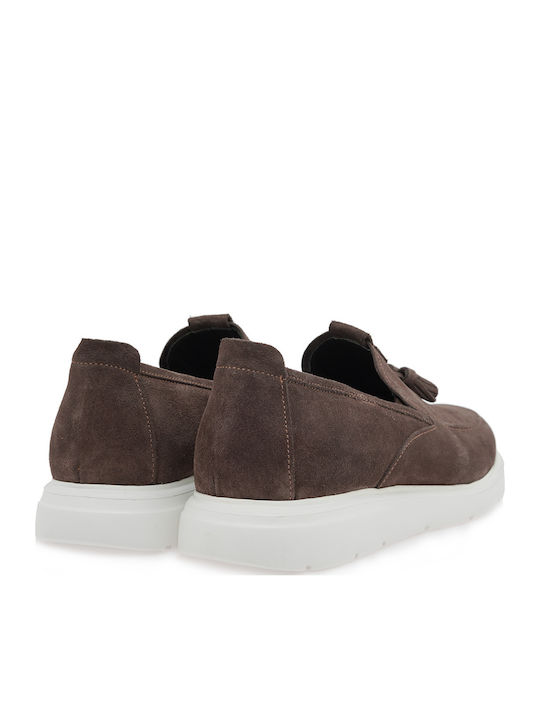 Suede Ανδρικά Loafers σε Καφέ Χρώμα