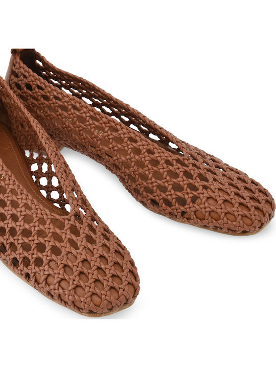 Women's Ballerina Shoes In Tabac Brown Colour