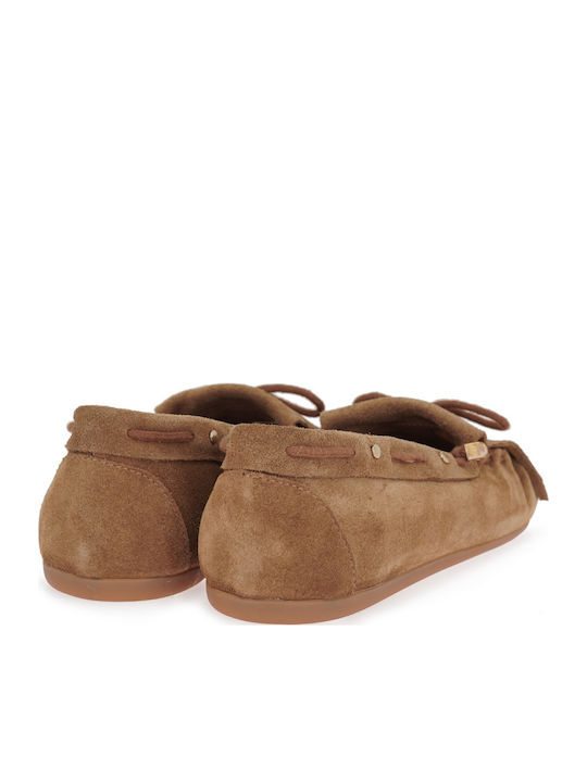 Leather Women's Loafers in Brown Colour