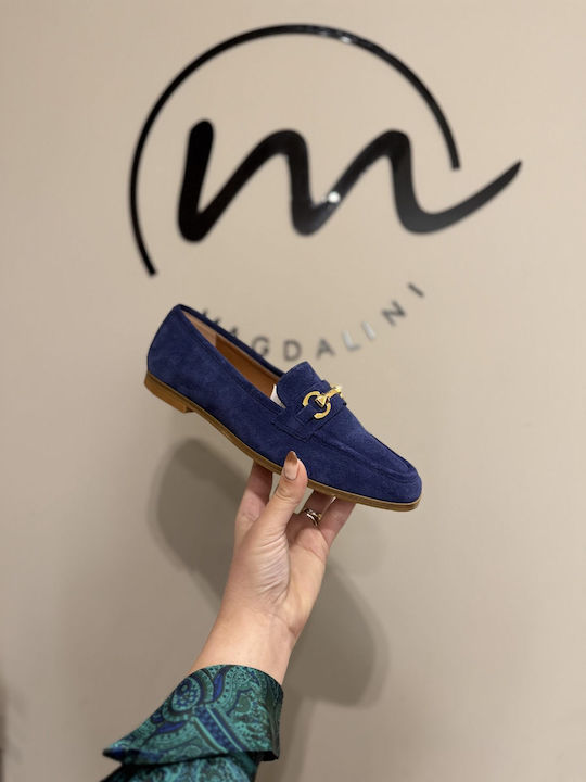 Δερμάτινα Γυναικεία Loafers σε Μπλε Χρώμα