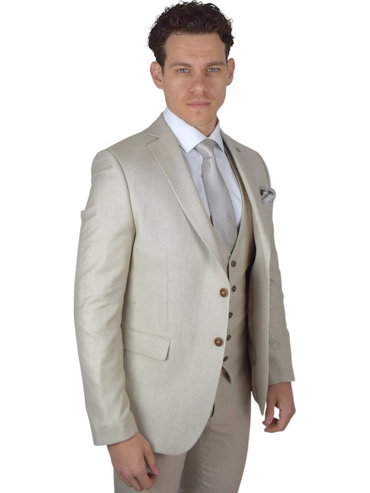 Costum Barbatesc Cu Vesta Bej