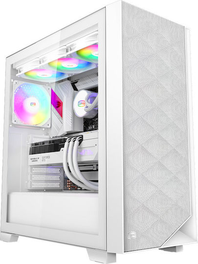 PCCOOLER C3D510 Gaming Micro Tower Κουτί Υπολογιστή με Πλαϊνό Παράθυρο και ARGB Φωτισμό Λευκό