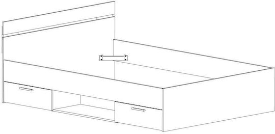 Ohio Κρεβάτι Διπλό Ξύλινο Εκρού για Στρώμα 140x200cm