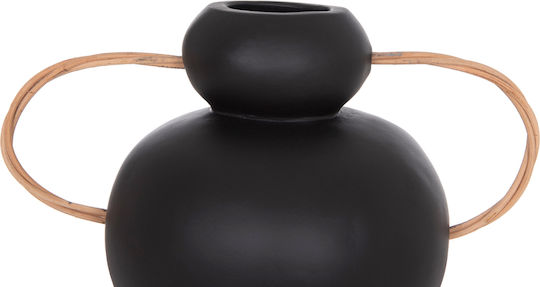 HomeMarkt Decorative Vase Ceramic Mibo Black 22.5x15xH19cm