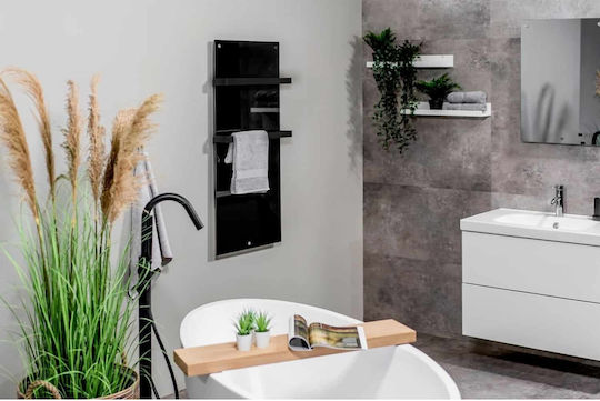 Eurom Radiator Electric Pentru Prosoape cu Fațadă de Sticlă 600W 115x46.5cm Negru