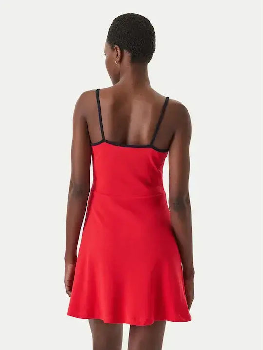 Summer Mini Athletic Dress with Spaghetti Straps Red
