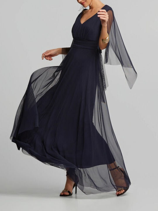 Maxi Dress for Wedding / Christening with Tulle Navy Blue