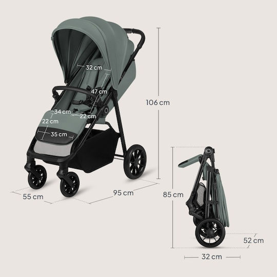 Lionelo Emerald Baby Stroller Suitable From 6+ Months Green Forest 9.7kg